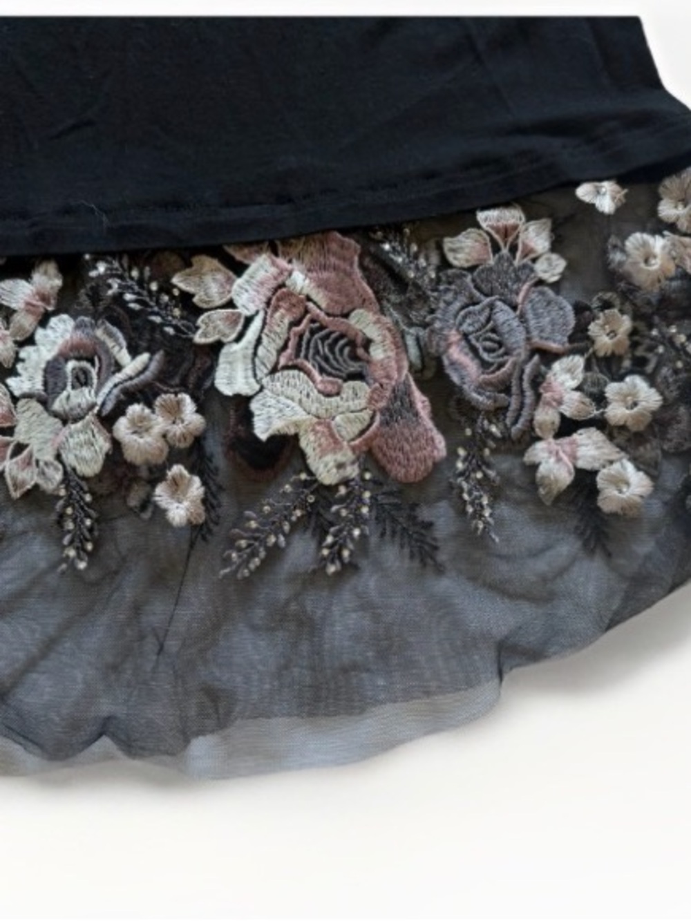 Floral Embroidered Rhinestone Tulle Cami Tank Top Whimsigoth Y2K Festival Boho - Picture 6 of 10